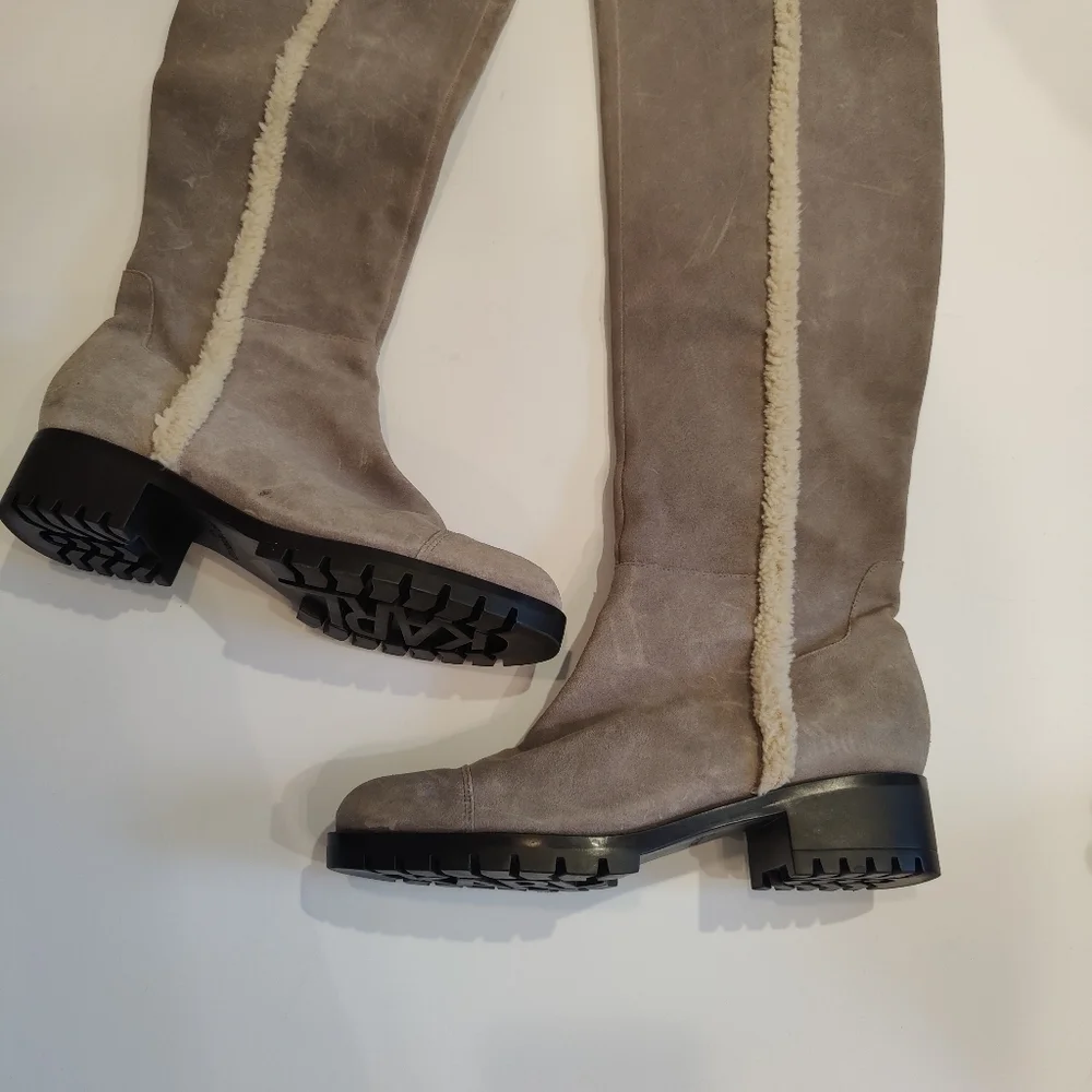 Karl Lagerfeld Gray Suede Knee High Boots